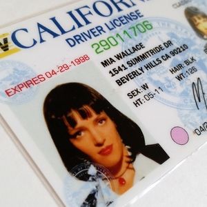 Pulp Fiction Mia Wallace Costume Prop Driver's  License Halloween Parties & More